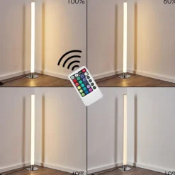 Lampadaire Flaut LED Chrome, 1 lumière, Télécommandes, Changeur de couleurs