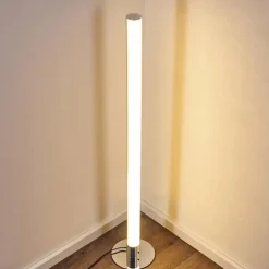 Lampadaire Flaut LED Chrome, 1 lumière, Télécommandes, Changeur de couleurs