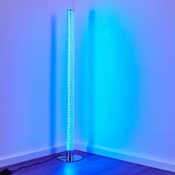 Lampadaire Flaut LED Chrome, 1 lumière, Télécommandes, Changeur de couleurs