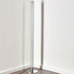 Lampadaire Flaut LED Chrome, 1 lumière, Télécommandes, Changeur de couleurs