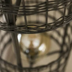 Lampadaire Gastona Nickel mat, Noir, 2 lumières