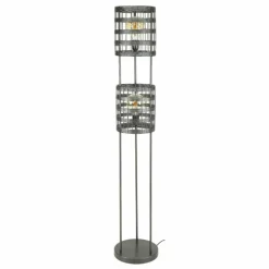 Lampadaire Gastona Nickel mat, Noir, 2 lumières