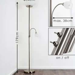 Lampadaire Gismaro Nickel mat, 3 lumières