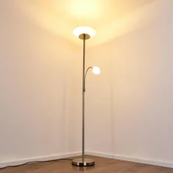 Lampadaire Gismaro Nickel mat, 3 lumières
