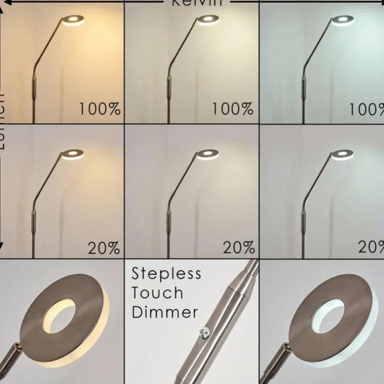 Lampadaire Gulkana LED Nickel mat, 1 lumière, Changeur de couleurs