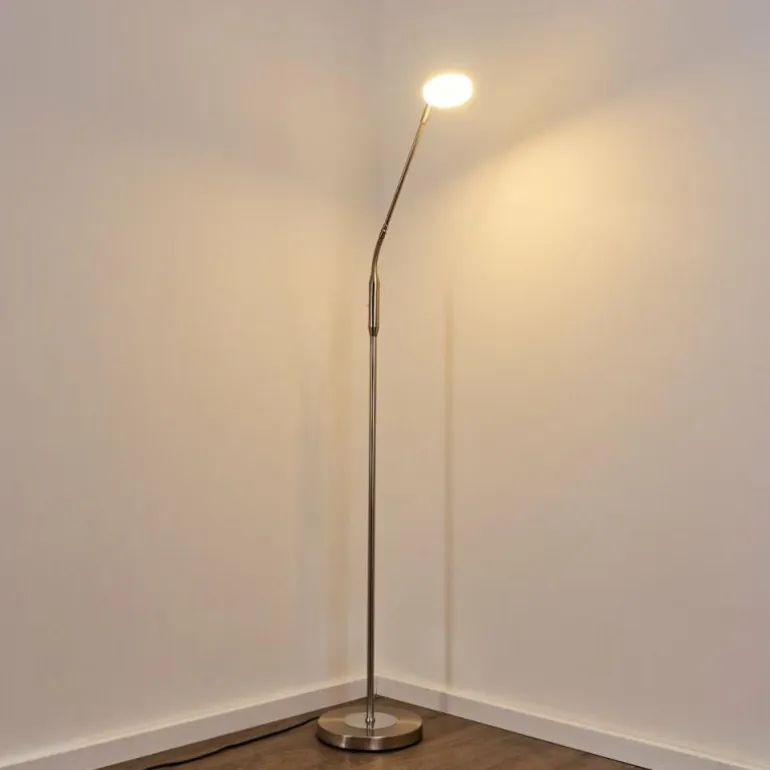 Lampadaire Gulkana LED Nickel mat, 1 lumière, Changeur de couleurs