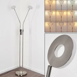 Lampadaire Gulkana LED Nickel mat, 2 lumières