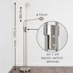 Lampadaire Gulkana LED Nickel mat, 2 lumières