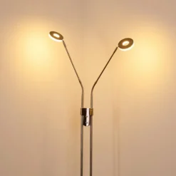 Lampadaire Gulkana LED Nickel mat, 2 lumières