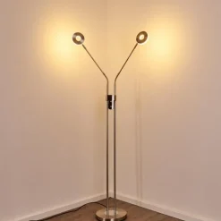 Lampadaire Gulkana LED Nickel mat, 2 lumières