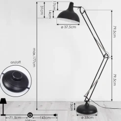 Lampadaire Hallsta Chrome, Noir, 1 lumière