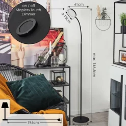 Lampadaire Haltia LED Noir, 1 lumière
