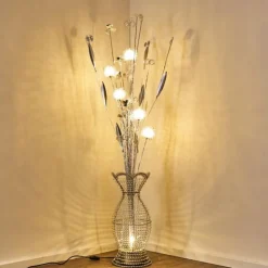Lampadaire Holar LED Chrome, 6 lumières, Changeur de couleurs