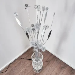 Lampadaire Holar LED Chrome, 6 lumières, Changeur de couleurs