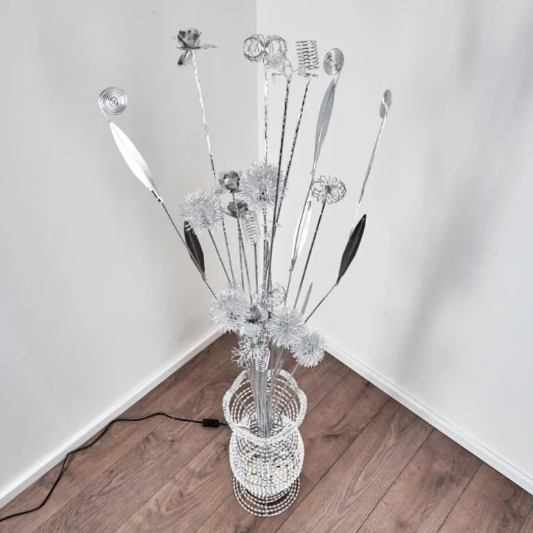 Lampadaire Holar LED Chrome, 6 lumières, Changeur de couleurs