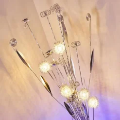 Lampadaire Holar LED Chrome, 6 lumières, Changeur de couleurs