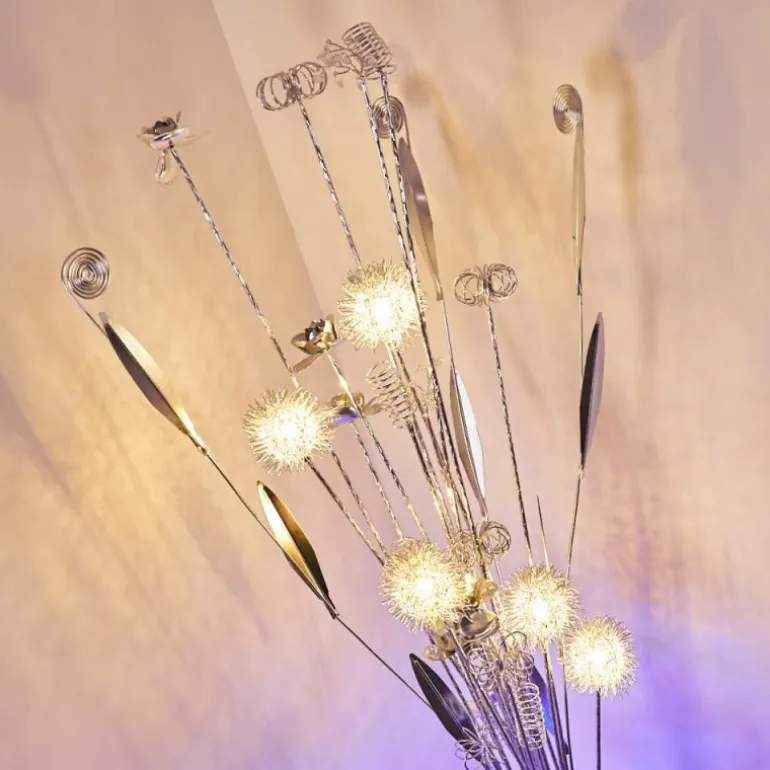 Lampadaire Holar LED Chrome, 6 lumières, Changeur de couleurs