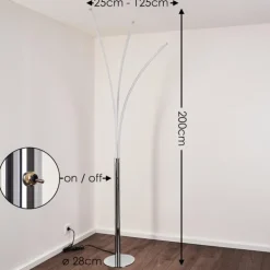 Lampadaire Horpmaal LED Chrome, 3 lumières