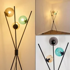 Lampadaire Iroquois Multicolore, Noir, 3 lumières
