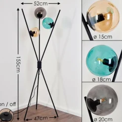 Lampadaire Iroquois Multicolore, Noir, 3 lumières