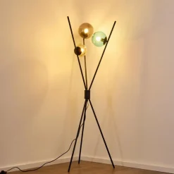 Lampadaire Iroquois Multicolore, Noir, 3 lumières