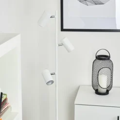 Lampadaire Javel Chrome, Blanc, 3 lumières