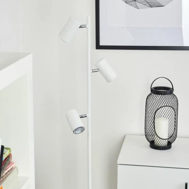 Lampadaire Javel Chrome, Blanc, 3 lumières