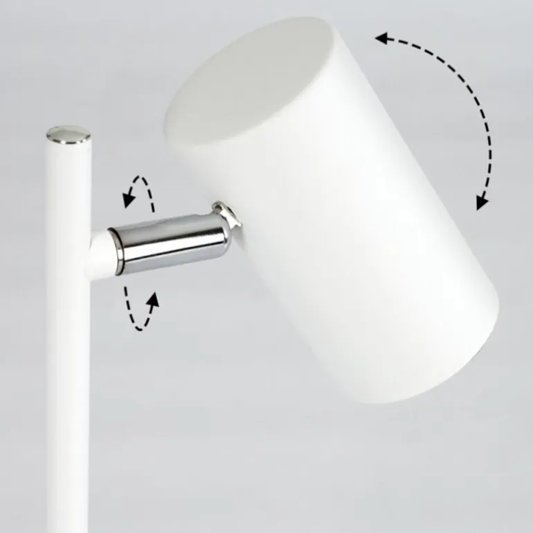 Lampadaire Javel Chrome, Blanc, 3 lumières
