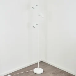 Lampadaire Javel Chrome, Blanc, 3 lumières