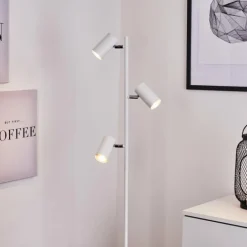 Lampadaire Javel Chrome, Blanc, 3 lumières