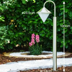 Lampadaire Kasan Acier inoxydable, Blanc, 1 lumière