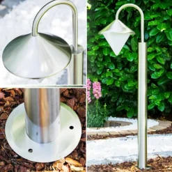 Lampadaire Kasan Acier inoxydable, Blanc, 1 lumière