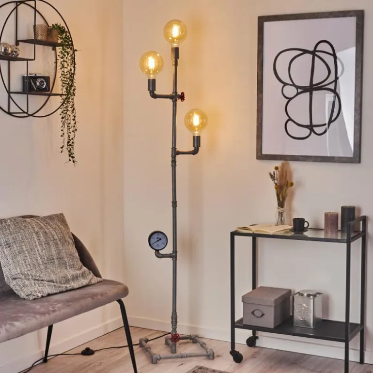 Lampadaire Kolyma Gris, Rouge, 3 lumières