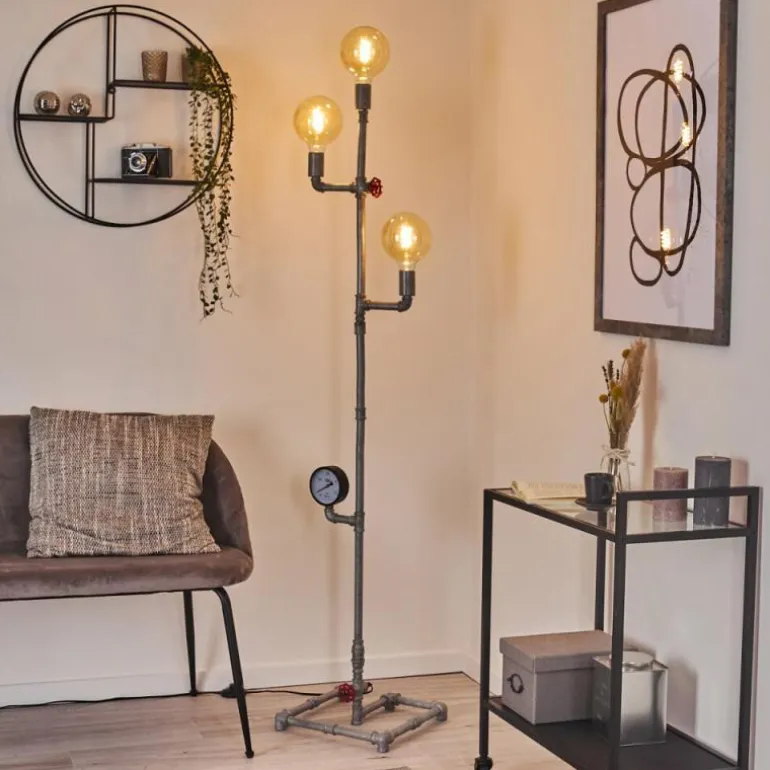 Lampadaire Kolyma Gris, Rouge, 3 lumières