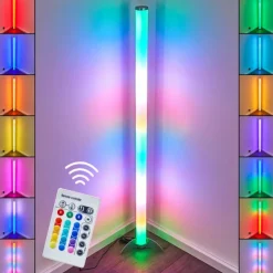 Lampadaire LED RGB Globo ROCKY Argenté, 1 lumière, Télécommandes, Changeur de couleurs