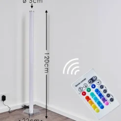 Lampadaire LED RGB Globo ROCKY Argenté, 1 lumière, Télécommandes, Changeur de couleurs