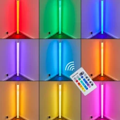 Lampadaire LED RGB Globo ROCKY Argenté, 1 lumière, Télécommandes, Changeur de couleurs