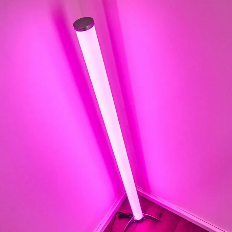 Lampadaire LED RGB Globo ROCKY Argenté, 1 lumière, Télécommandes, Changeur de couleurs
