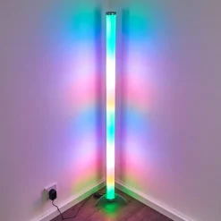 Lampadaire LED RGB Globo ROCKY Argenté, 1 lumière, Télécommandes, Changeur de couleurs