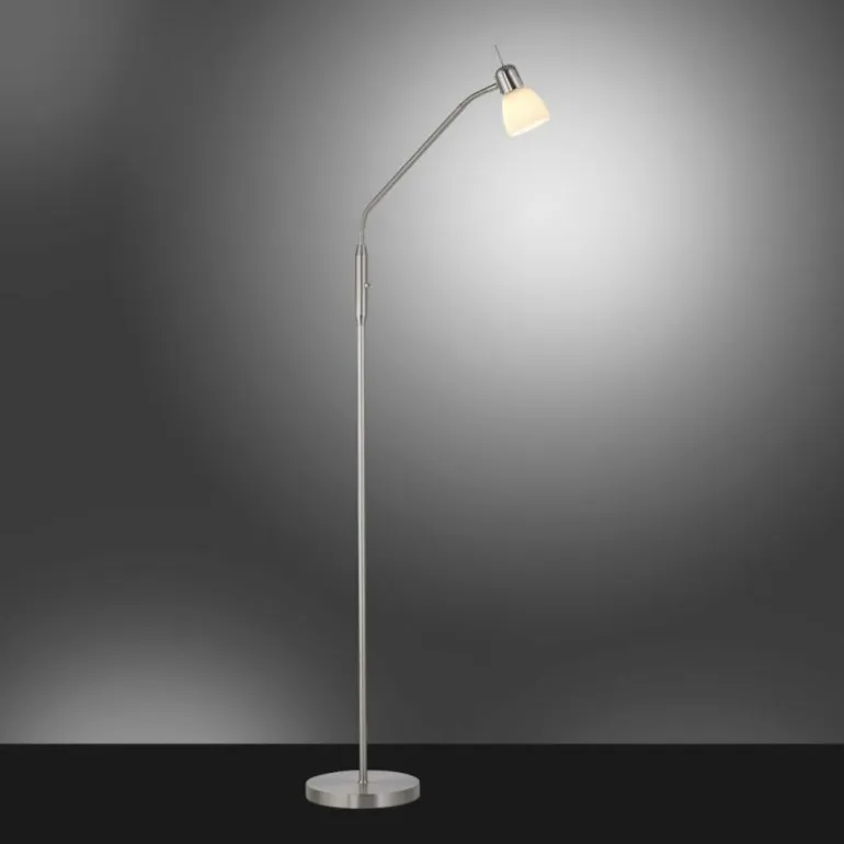 Lampadaire Leuchten-Direkt KARO Acier brossé, 1 lumière