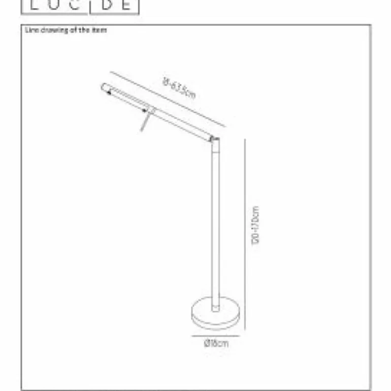 Lampadaire Lucide BERGAMO LED Noir, 1 lumière