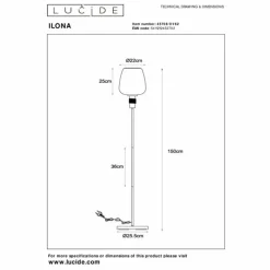 Lampadaire Lucide ILONA Noir, 1 lumière