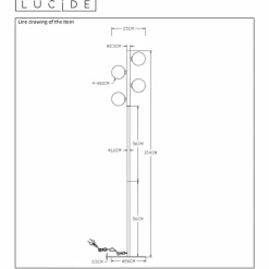 Lampadaire Lucide TYCHO Or, 4 lumières