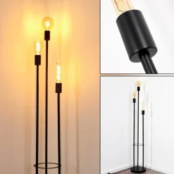 Lampadaire Maidford Noir, 3 lumières