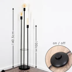 Lampadaire Maidford Noir, 3 lumières