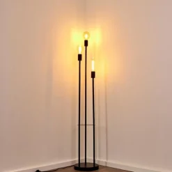 Lampadaire Maidford Noir, 3 lumières