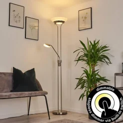Lampadaire Mairoa LED Nickel mat, 2 lumières