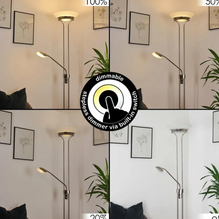 Lampadaire Mairoa LED Nickel mat, 2 lumières