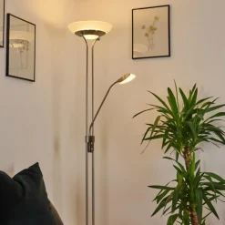 Lampadaire Mairoa LED Nickel mat, 2 lumières