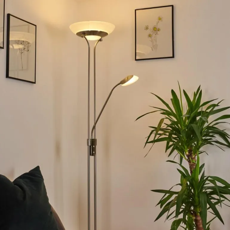 Lampadaire Mairoa LED Nickel mat, 2 lumières
